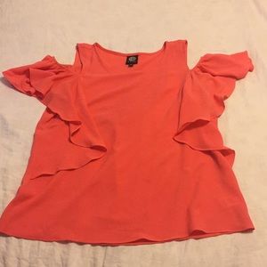 coral comfortable off the shoulder top